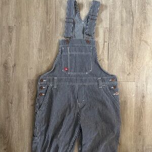 Dickies Blue and White Pinstripe Overalls Jumpsuit